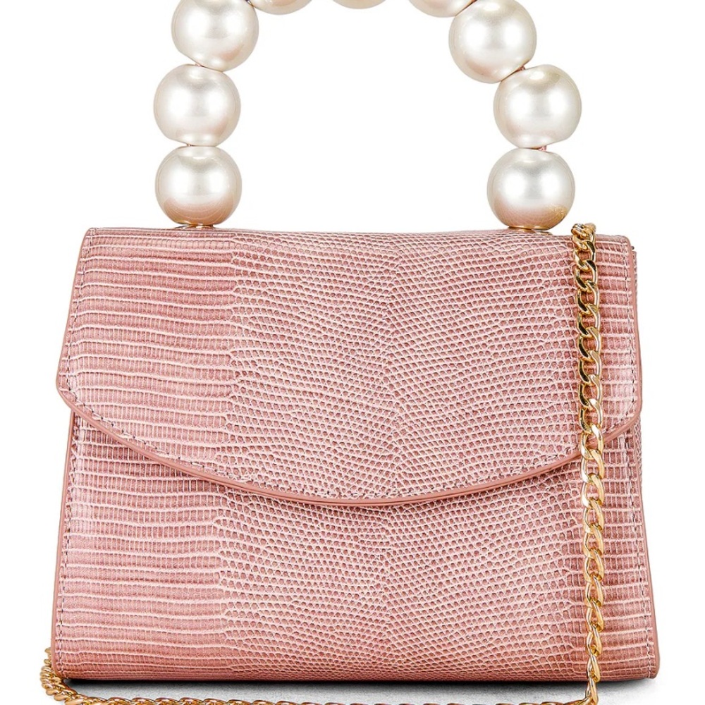 Olga Berg Pink Mini Bag with Pearl Handle